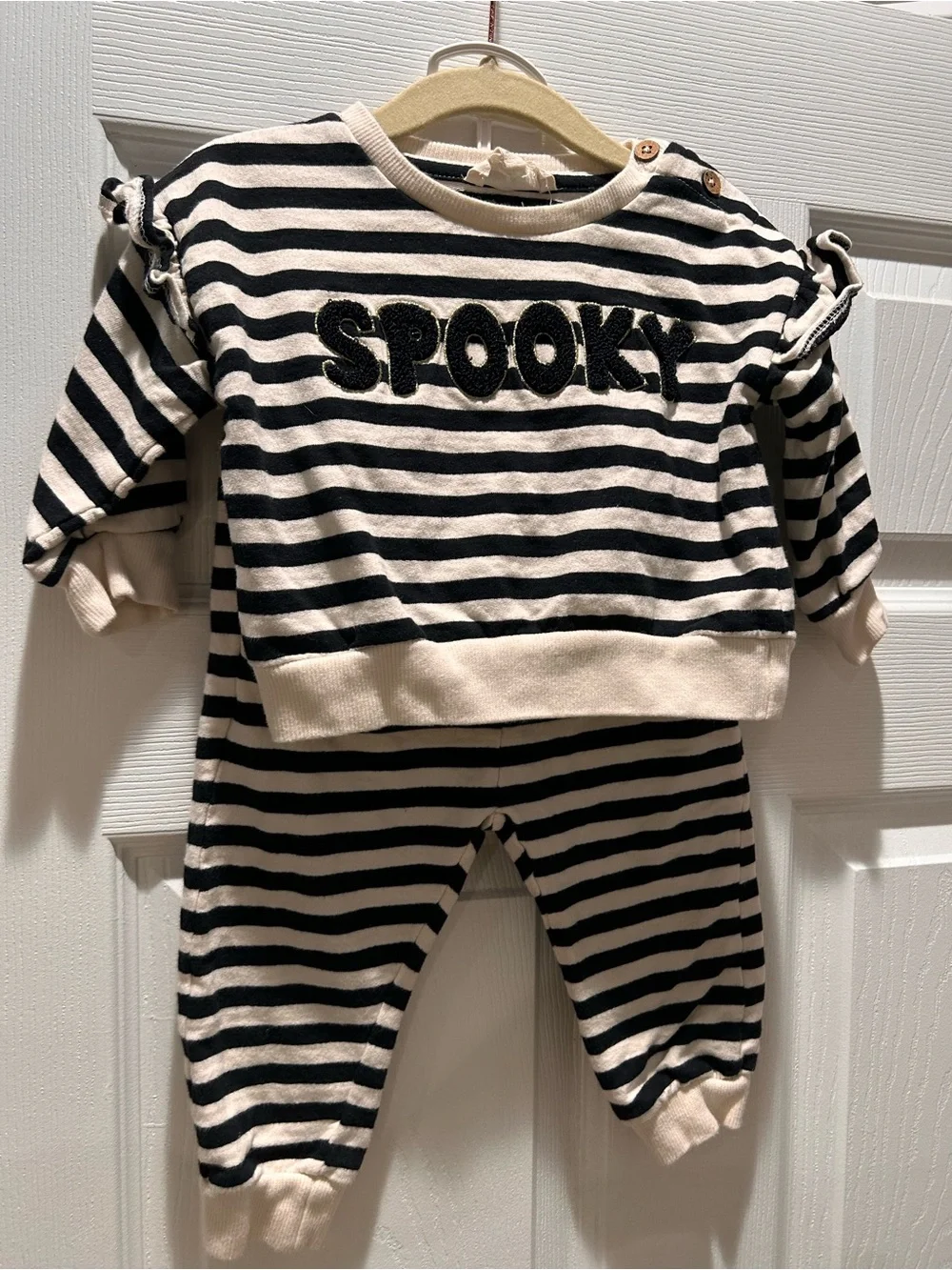 Halloween Spooky Black & Cream Striped Kids Set